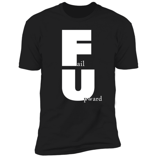 Fail Upward - Premium Unisex Cotton Jersey Tee: White Text Edition - Black / X-Small - Fail Upward