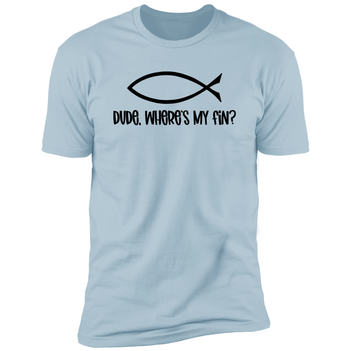 Dude, Where's My Fin? - Premium Unisex Cotton Jersey Tee - Light Blue / X-Small - Fail Upward