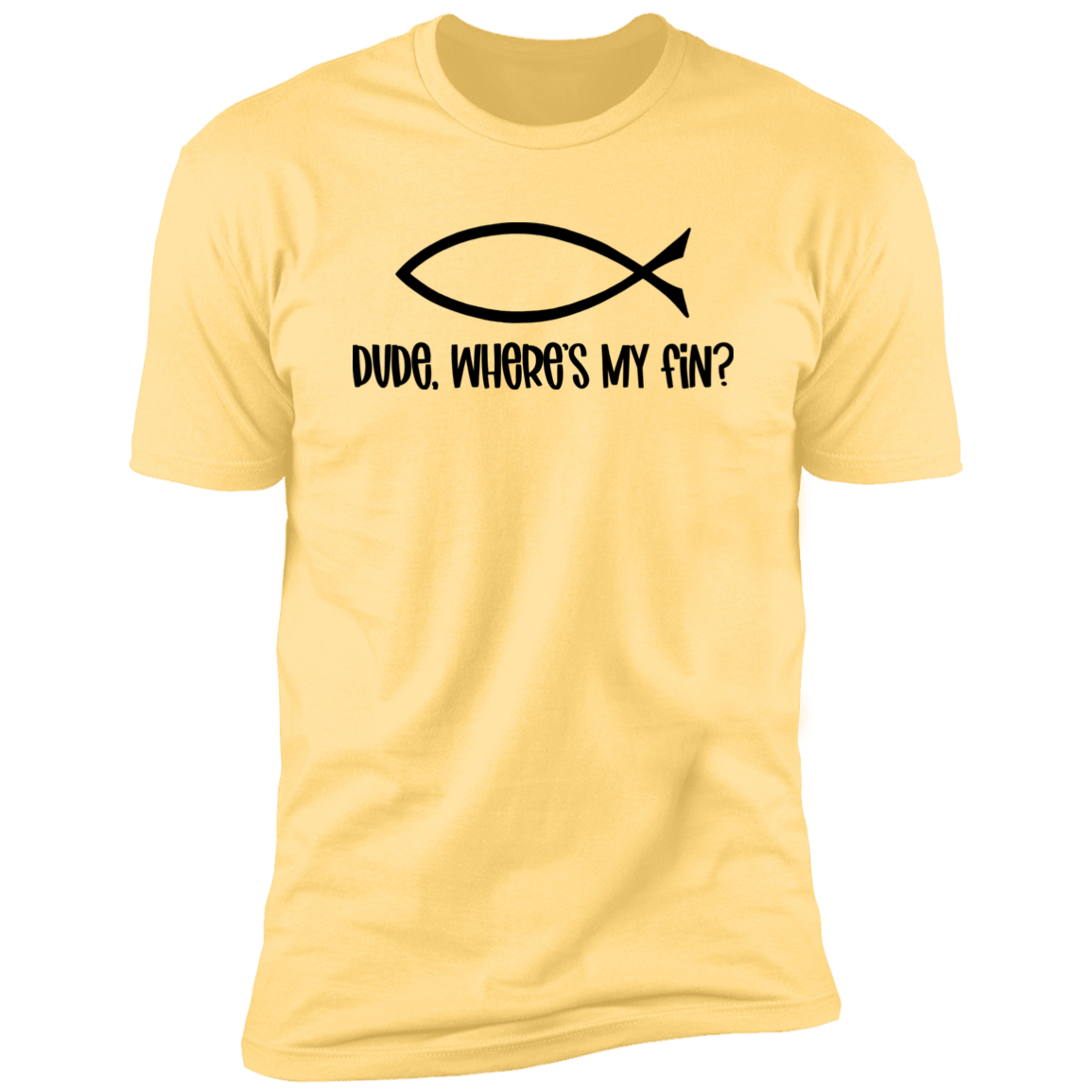 Dude, Where's My Fin? - Premium Unisex Cotton Jersey Tee - Banana Cream / X-Small - Fail Upward