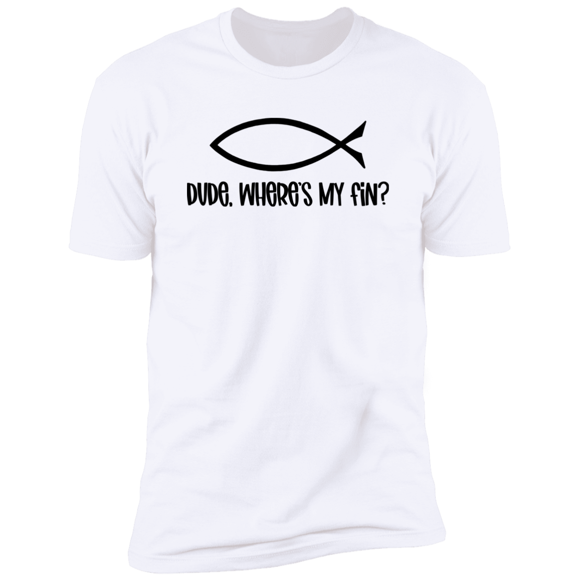 Dude, Where's My Fin? - Premium Unisex Cotton Jersey Tee - White / X-Small - Fail Upward