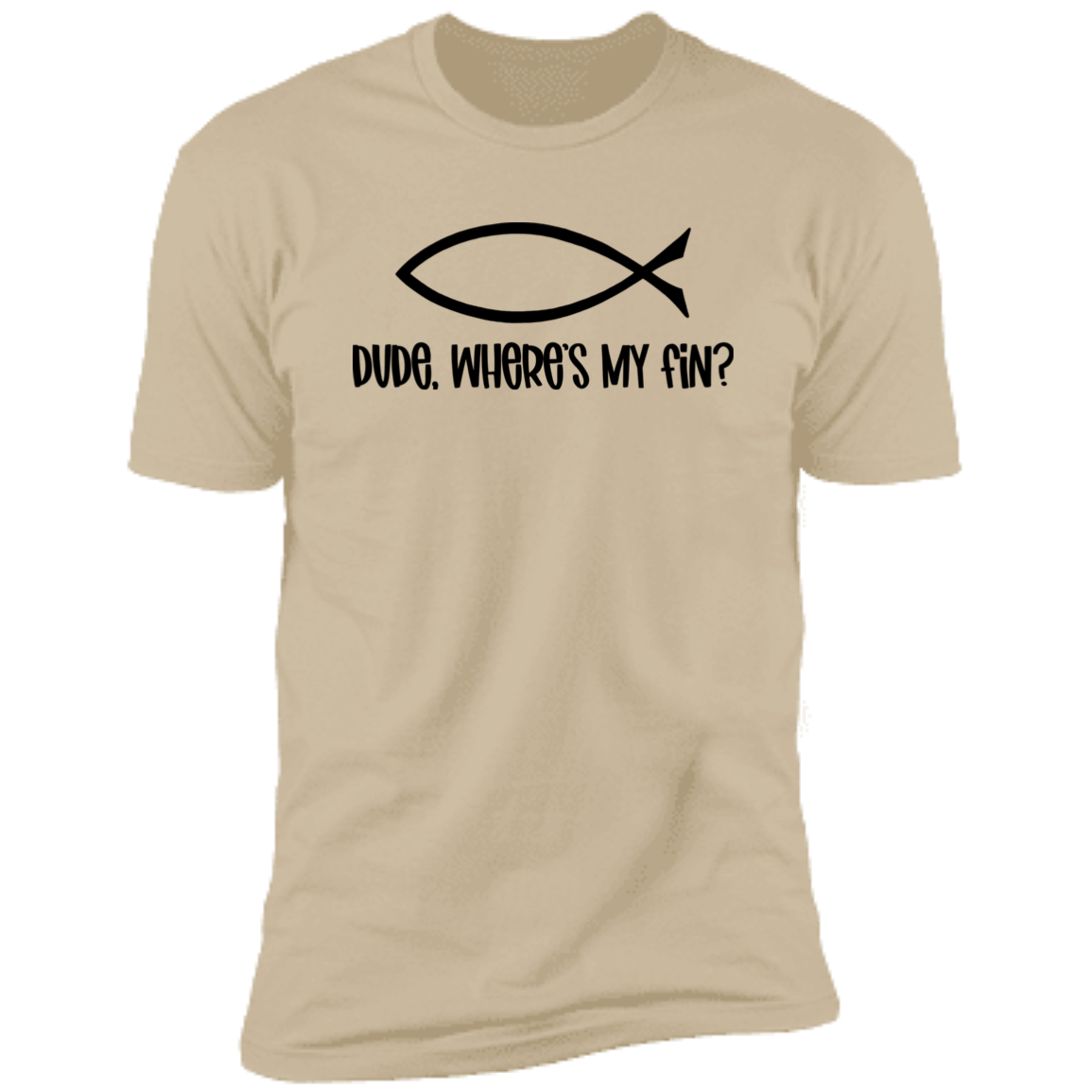 Dude, Where's My Fin? - Premium Unisex Cotton Jersey Tee - Sand / X-Small - Fail Upward