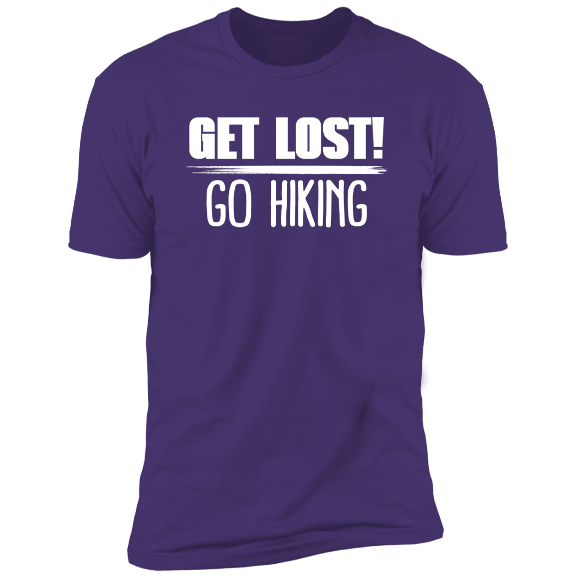 Get Lost Go Hiking - Premium Unisex Cotton Jersey Tee: White Text Edition - Purple Rush/ / X-Small - Fail Upward